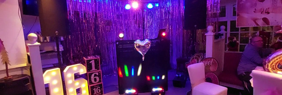 A DJ setup for a 16th birthday