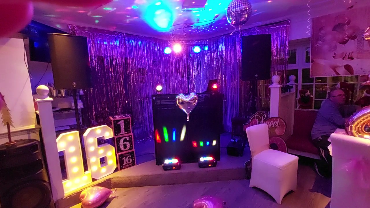 A DJ setup for a 16th birthday